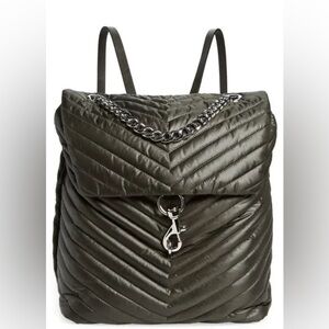 Rebecca Minkoff Edie Quilted Leather Backpack - Seaweed Green - Chain Detail